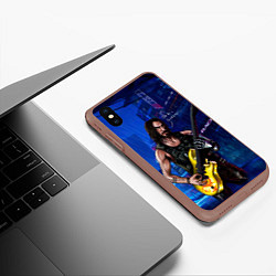 Чехол iPhone XS Max матовый Гитарист Johnny cyberpunk2077, цвет: 3D-коричневый — фото 2