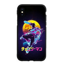 Чехол iPhone XS Max матовый CHAINSAW MAN on the background of the moon, цвет: 3D-черный