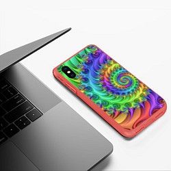 Чехол iPhone XS Max матовый Красочная фрактальная спираль Узор Colorful fracta, цвет: 3D-красный — фото 2