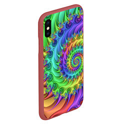 Чехол iPhone XS Max матовый Красочная фрактальная спираль Узор Colorful fracta, цвет: 3D-красный — фото 2