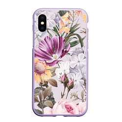 Чехол iPhone XS Max матовый Цветы Романтический Букет, цвет: 3D-светло-сиреневый