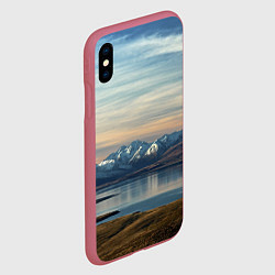 Чехол iPhone XS Max матовый Горы озеро природа, цвет: 3D-малиновый — фото 2