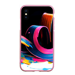 Чехол iPhone XS Max матовый Разноцветный мазки краски Абстракция Multicolored