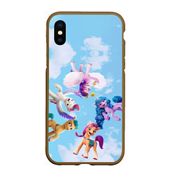 Чехол iPhone XS Max матовый My Little Pony летают в облаках