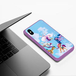 Чехол iPhone XS Max матовый My Little Pony летают в облаках, цвет: 3D-фиолетовый — фото 2