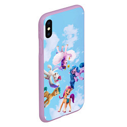 Чехол iPhone XS Max матовый My Little Pony летают в облаках, цвет: 3D-сиреневый — фото 2