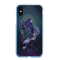 Чехол iPhone XS Max матовый Darker than black арт, цвет: 3D-голубой
