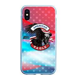 Чехол iPhone XS Max матовый Американский орел USA, цвет: 3D-голубой