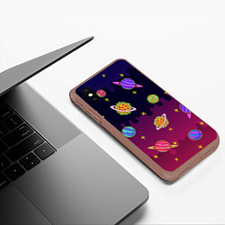 Чехол iPhone XS Max матовый Pizza in Space, цвет: 3D-коричневый — фото 2