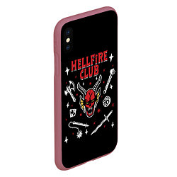 Чехол iPhone XS Max матовый HELLFIRE CLUB STRANGER THINGS, цвет: 3D-малиновый — фото 2