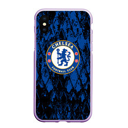 Чехол iPhone XS Max матовый CHELSEA F ЧЕЛСИ LOGO, цвет: 3D-сиреневый