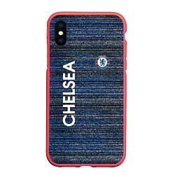 Чехол iPhone XS Max матовый CHELSEA F C ЧЕЛСИ ШУМ ПОЛОС ТЕКСТУРА