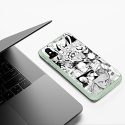 Чехол iPhone XS Max матовый Ванпанчмен паттерн, цвет: 3D-салатовый — фото 2