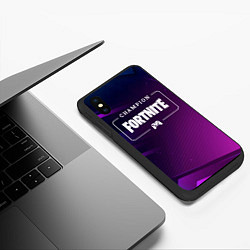 Чехол iPhone XS Max матовый Fortnite Gaming Champion: рамка с лого и джойстико, цвет: 3D-черный — фото 2
