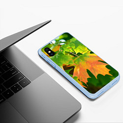 Чехол iPhone XS Max матовый Кленовый-лист, цвет: 3D-голубой — фото 2