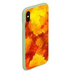 Чехол iPhone XS Max матовый Желтые-листья, цвет: 3D-салатовый — фото 2