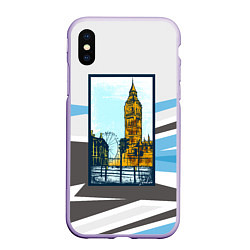 Чехол iPhone XS Max матовый London Лондон, цвет: 3D-светло-сиреневый