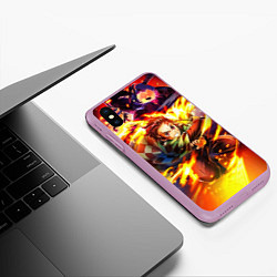 Чехол iPhone XS Max матовый Клинок, рассекающий демонов Demon Slayer, цвет: 3D-сиреневый — фото 2