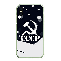 Чехол iPhone XS Max матовый Ussr - ссср - серп и молот, цвет: 3D-салатовый