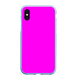 Чехол iPhone XS Max матовый Однотонный розовый неоновый Пион