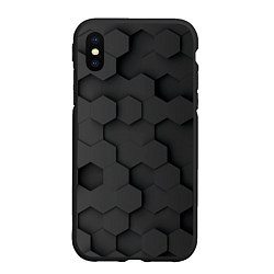 Чехол iPhone XS Max матовый Чёрные 3D пластины black 3d plates плиты, цвет: 3D-черный