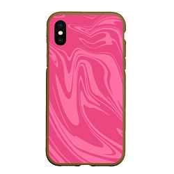 Чехол iPhone XS Max матовый РОЗОВЫЕ РАЗВОДЫ КРАСКИ МРАМОРНЫЙ, цвет: 3D-коричневый