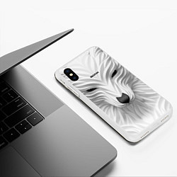 Чехол iPhone XS Max матовый Волк белый - с надписью, цвет: 3D-белый — фото 2