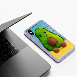 Чехол iPhone XS Max матовый Avocado print, цвет: 3D-светло-сиреневый — фото 2