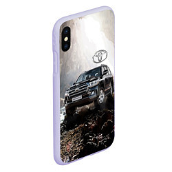 Чехол iPhone XS Max матовый Toyota Land Cruiser 200 в пещере со скальными рису, цвет: 3D-светло-сиреневый — фото 2