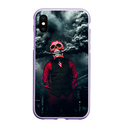 Чехол iPhone XS Max матовый Smoke Дым Skull, цвет: 3D-светло-сиреневый