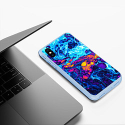 Чехол iPhone XS Max матовый Взрыв Неона Fluid Explosion Неон, цвет: 3D-голубой — фото 2