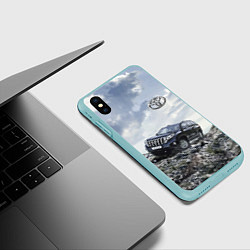 Чехол iPhone XS Max матовый Toyota Land Cruiser Prado на скальных камнях Mount, цвет: 3D-мятный — фото 2