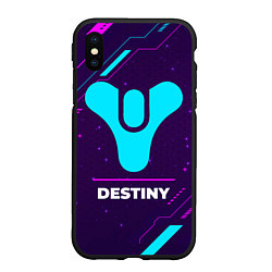 Чехол iPhone XS Max матовый Символ Destiny в неоновых цветах на темном фоне