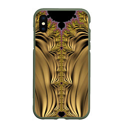 Чехол iPhone XS Max матовый Песчаный охотник Фрактал Абстракция, цвет: 3D-темно-зеленый