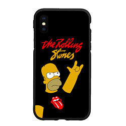 Чехол iPhone XS Max матовый Rolling Stones Гомер Симпсон рокер