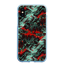 Чехол iPhone XS Max матовый Красно-Белая Вулканическая Лава, цвет: 3D-голубой