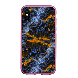 Чехол iPhone XS Max матовый Оранжево-Синяя Вулканическая Лава, цвет: 3D-малиновый