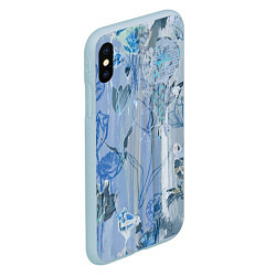 Чехол iPhone XS Max матовый Floral collage Растительный коллаж, цвет: 3D-голубой — фото 2