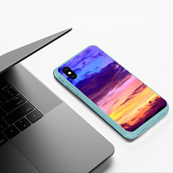 Чехол iPhone XS Max матовый Небо на закате, цвет: 3D-мятный — фото 2