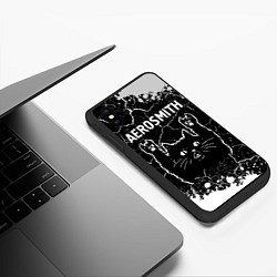 Чехол iPhone XS Max матовый Группа Aerosmith и Рок Кот, цвет: 3D-черный — фото 2