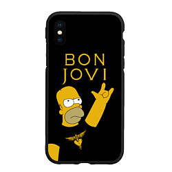 Чехол iPhone XS Max матовый Bon Jovi Гомер Симпсон Рокер, цвет: 3D-черный
