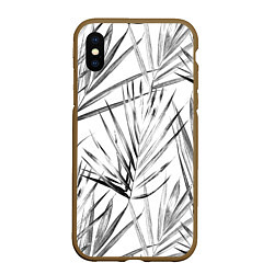 Чехол iPhone XS Max матовый Монохромные Листья Пальм, цвет: 3D-коричневый