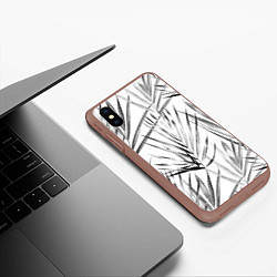 Чехол iPhone XS Max матовый Монохромные Листья Пальм, цвет: 3D-коричневый — фото 2