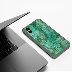 Чехол iPhone XS Max матовый Растительный камуфляж, цвет: 3D-темно-зеленый — фото 2