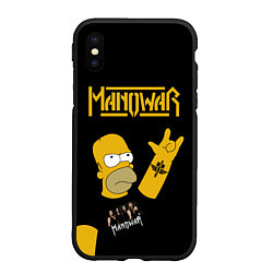 Чехол iPhone XS Max матовый Manowar Гомер Симпсон Рокер, цвет: 3D-черный