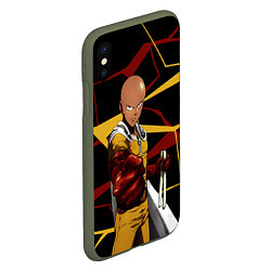 Чехол iPhone XS Max матовый One Punch Man - Сайтама-аниме, цвет: 3D-темно-зеленый — фото 2