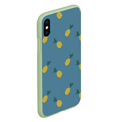Чехол iPhone XS Max матовый Pineapplы, цвет: 3D-салатовый — фото 2