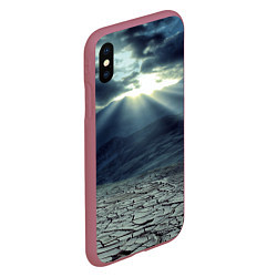 Чехол iPhone XS Max матовый Трещины на земле пустыня, цвет: 3D-малиновый — фото 2