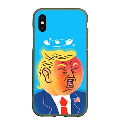 Чехол iPhone XS Max матовый Дональд Трамп и Твиттер, цвет: 3D-темно-зеленый