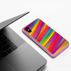 Чехол iPhone XS Max матовый Красочный летний паттерн Цветные полосы, цвет: 3D-розовый — фото 2